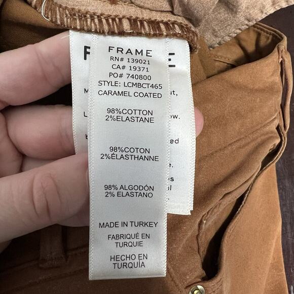 Frame Denim Le Crop Mini Boot‎ Cut Jeans Caramel Coated Mid Rise Women’s Size 26 - Picture 9 of 9